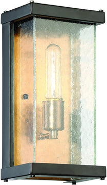 12"H Farnsworth 1-Light Outdoor Wall Light Midnight/Patina Aged Brass
