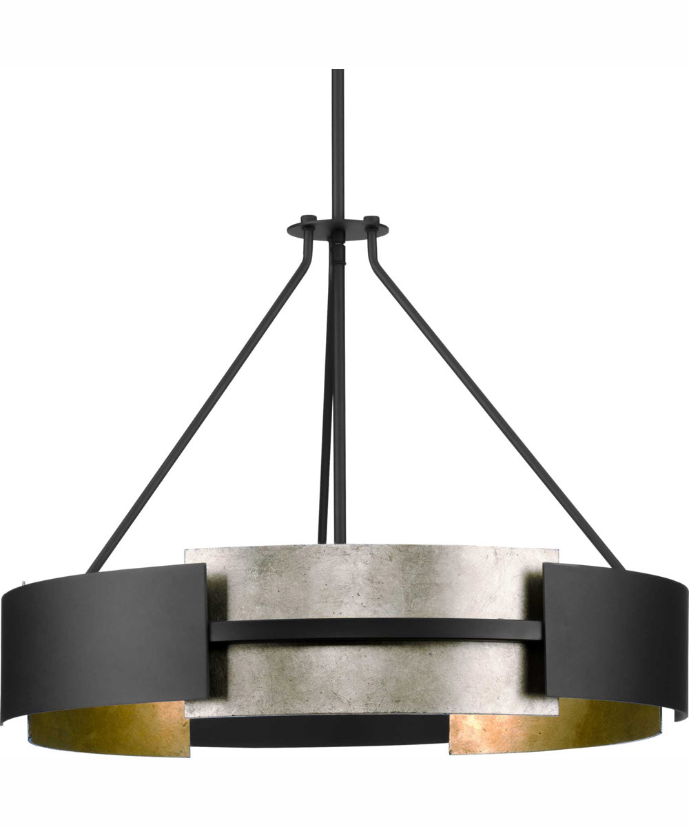 Lowery 5-Light Matte Black/Aged Silver Leaf Industrial Luxe Pendant Matte Black