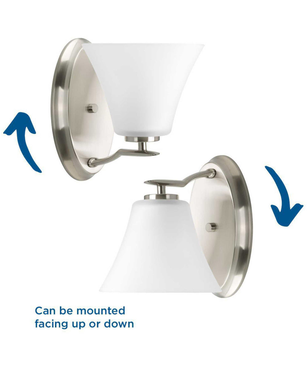 Bravo 1-Light Etched Glass Modern Bath Vanity Light Brushed Nickel