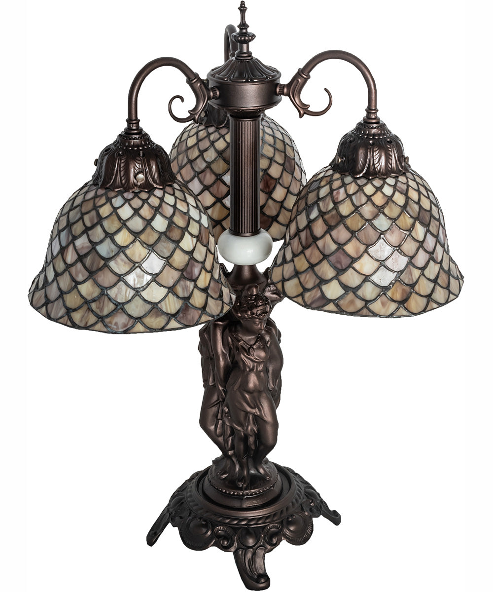 23" High Tiffany Fishscale 3 Light Table Lamp