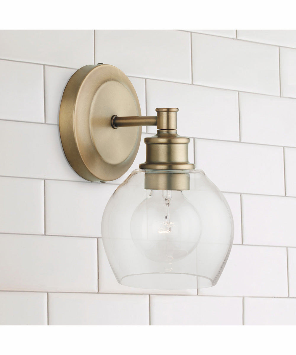 Mid Century 1-Light Sconce Aged Brass