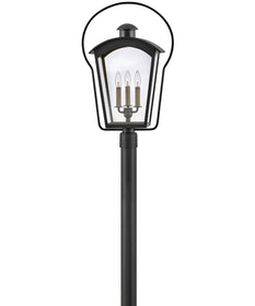 Yale 3-Light Large Outdoor Post Top or Pier Mount Lantern in Black