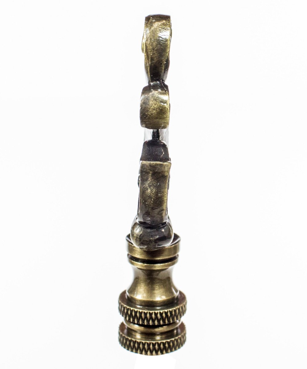 Ornate Scroll Lamp Finial Antique Metal 2"h