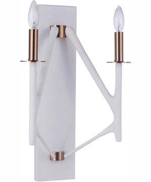 The Reserve 2-Light Wall Sconce Matte White / Satin Brass
