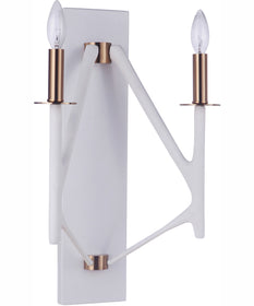 The Reserve 2-Light Wall Sconce Matte White / Satin Brass
