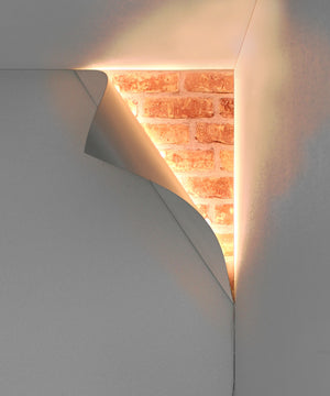 18"H Big Reveal LED Corner Light White Curved Metal