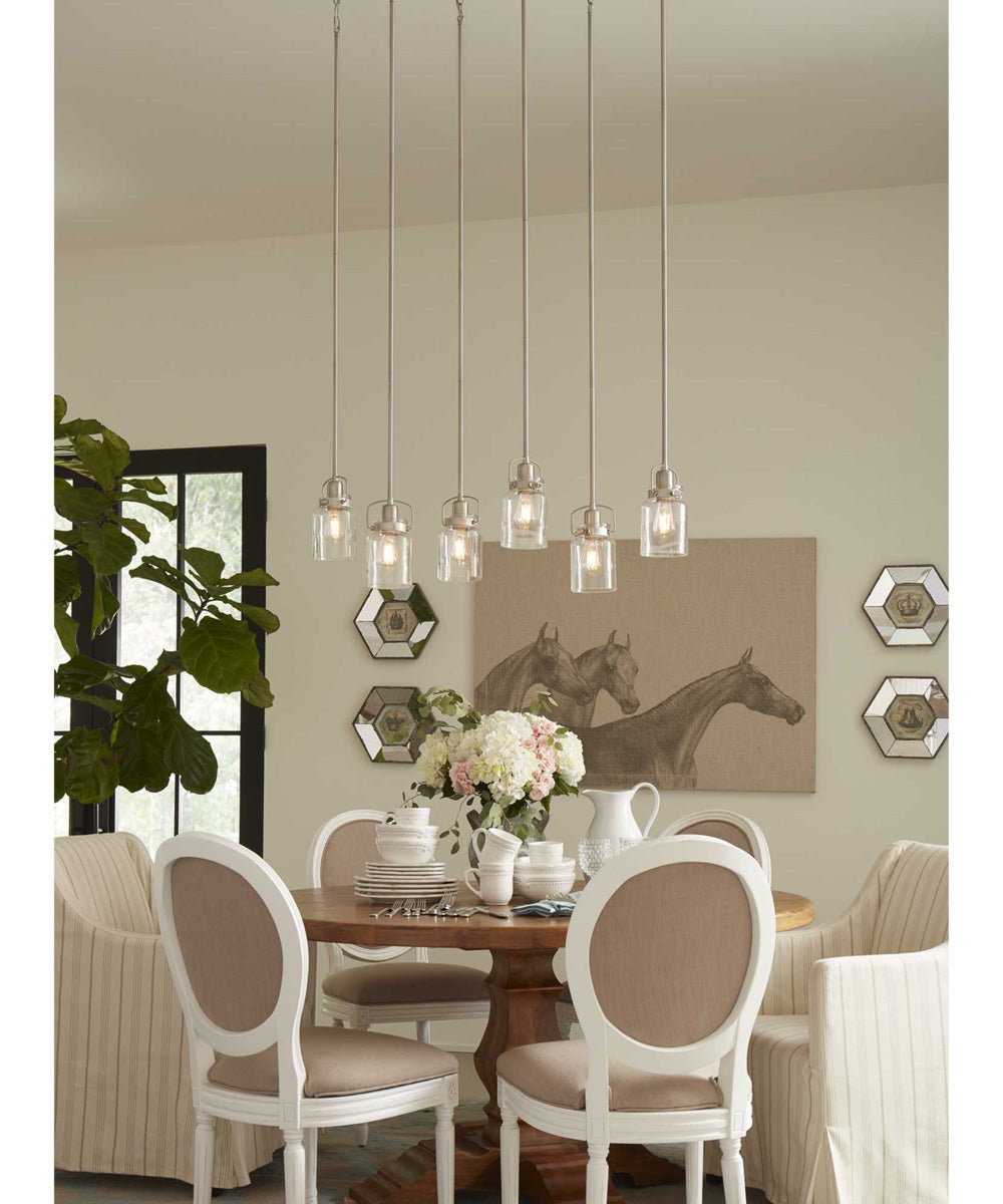 Calhoun 1-Light Clear Glass Farmhouse Mini-Pendant Light Brushed Nickel