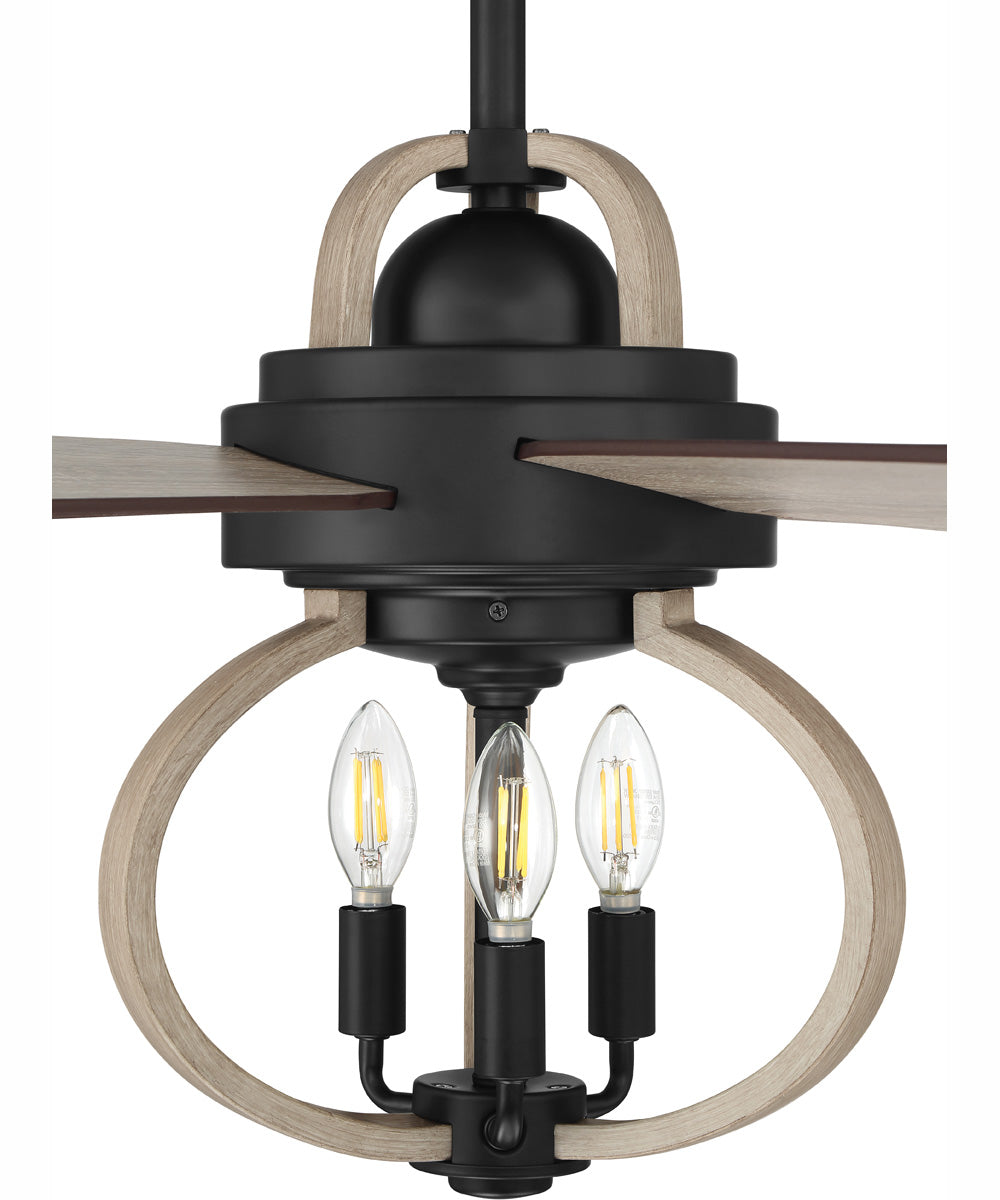 52" Reese 3-Light Ceiling Fan Flat Black