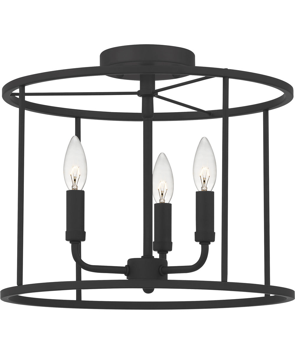 Abner 3-light Semi Flush Mount Matte Black