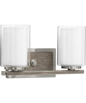 Mast 2-Light Clear Glass Coastal Bath Vanity Light Brushed Nickel
