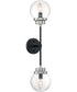 6"W Axis 2-Light Vanity & Wall Matte Black / Brushed Nickel Accents
