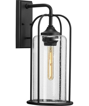 Watch Hill 1-Light Clear Seeded Glass Farmhouse Style Large Outdoor Wall Lantern Textured Black