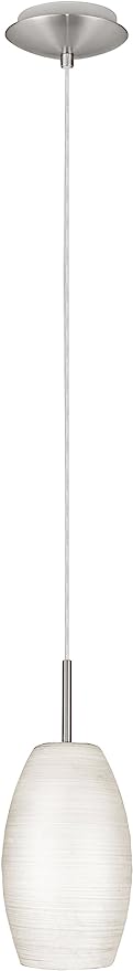 Batista 4.75"W 1-Light  Mini Pendant Light Fixture by Eglo Matte Nickel Finish with White Wiped Glass