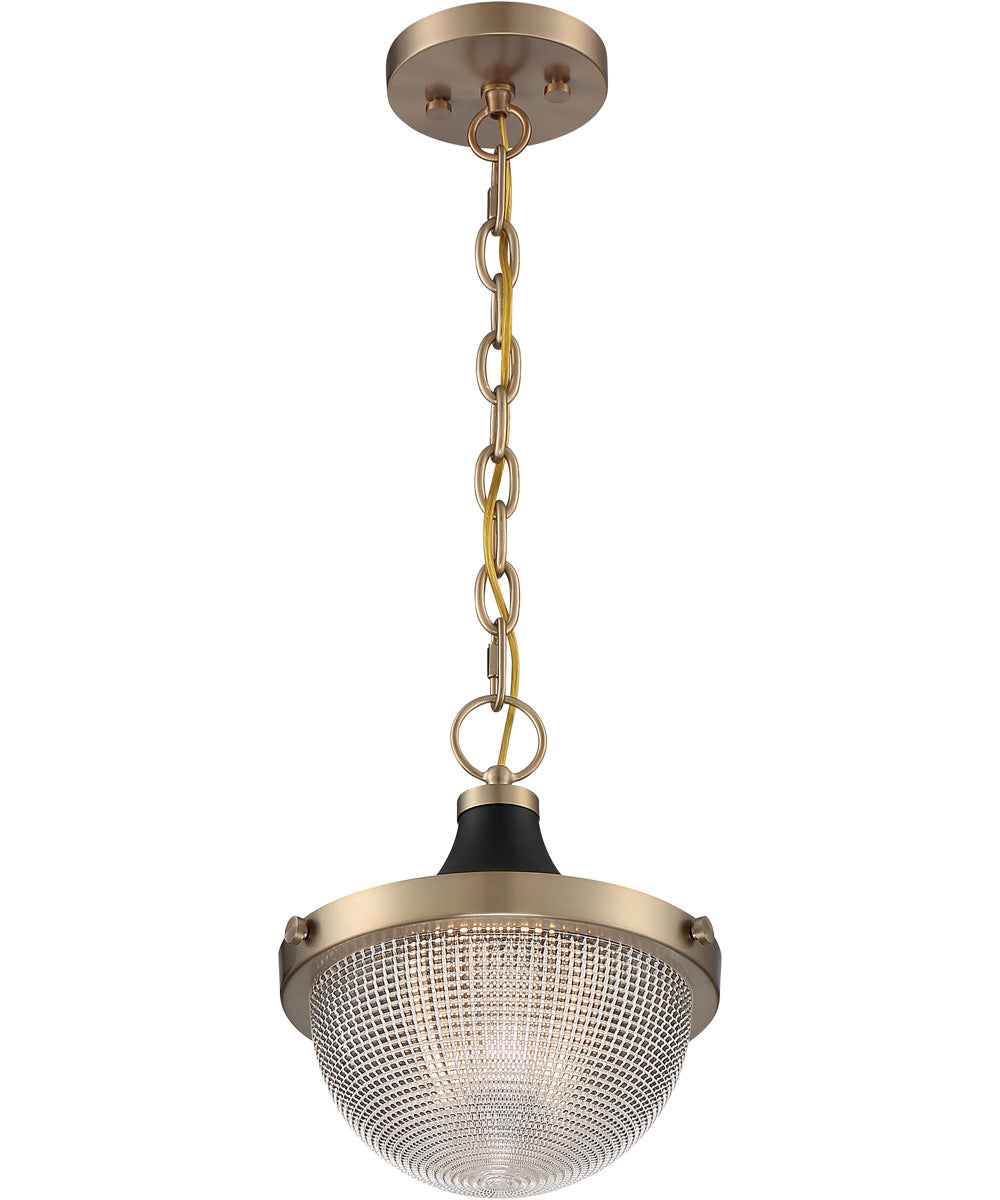 10"W Faro 1-Light Pendant Burnished Brass / Black Accents