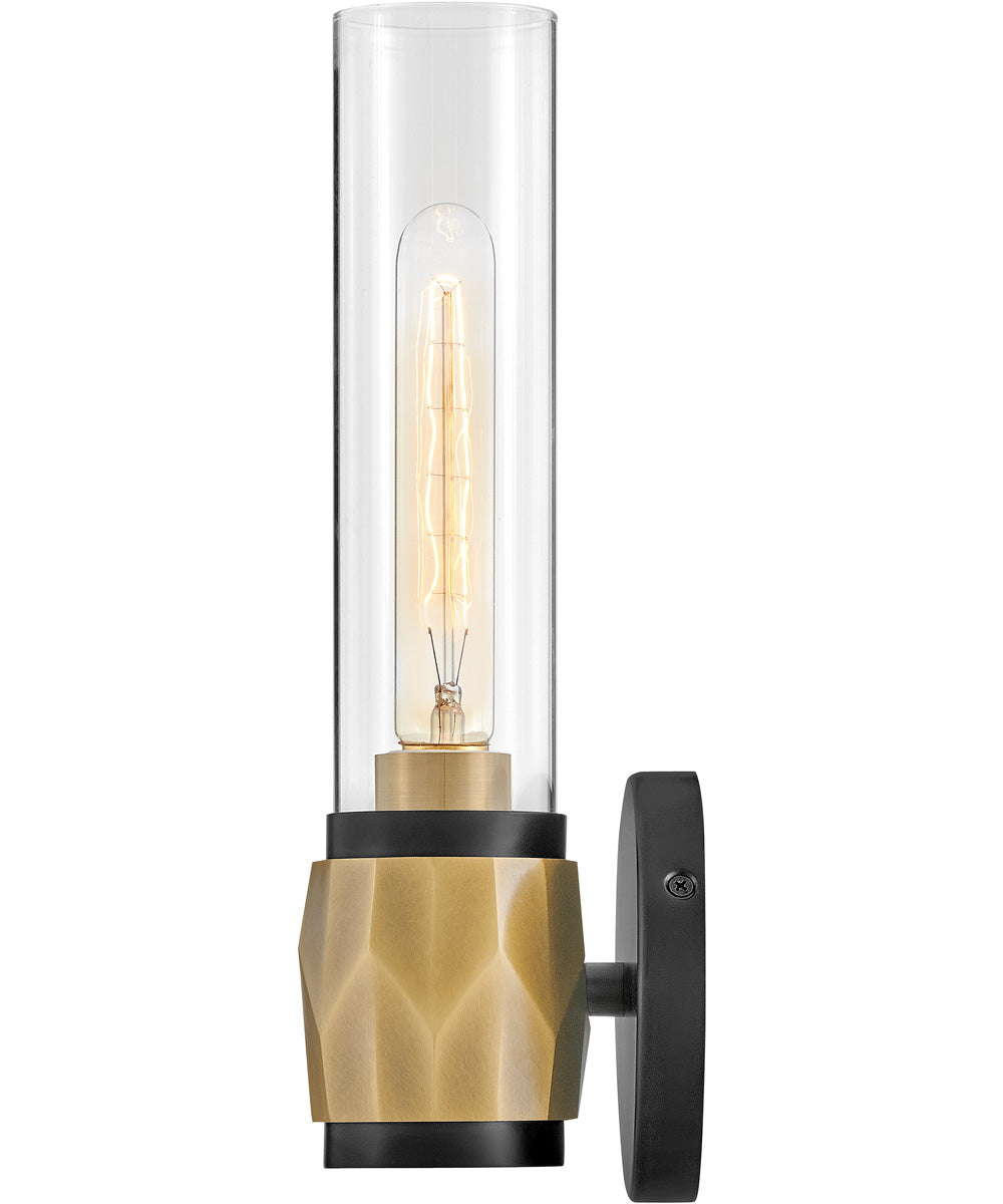 Ellison 1-Light Single Light Vanity in Black with Heritage Brass accents