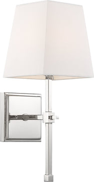 6"W Highline 1-Light Vanity & Wall Polished Nickel / White Fabric