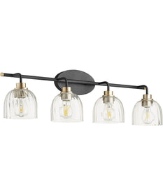 33"W Espy 4-light Bath Vanity Light Noir w/ Aged Brass