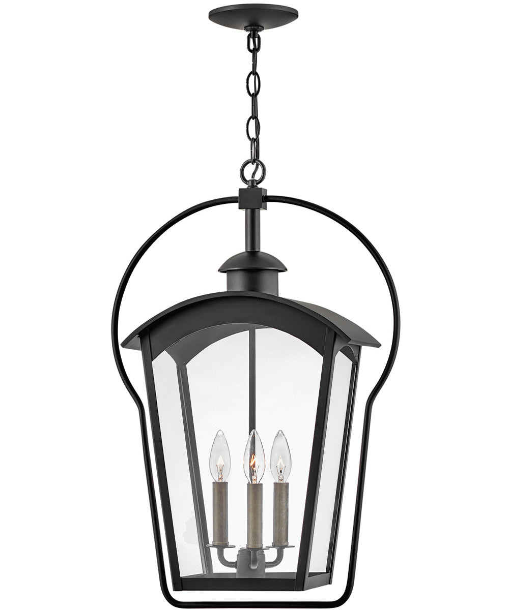 Yale 3-Light Large Outdoor Hanging Lantern in Black