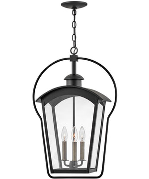 Yale 3-Light Large Outdoor Hanging Lantern in Black
