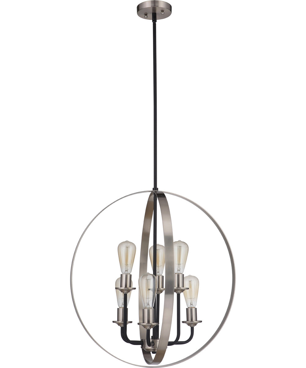 Randolph 6-Light Foyer Light Flat Black/Brushed Polished Nickel