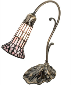 15" High Stained Glass Pond Lily Accent Lamp
