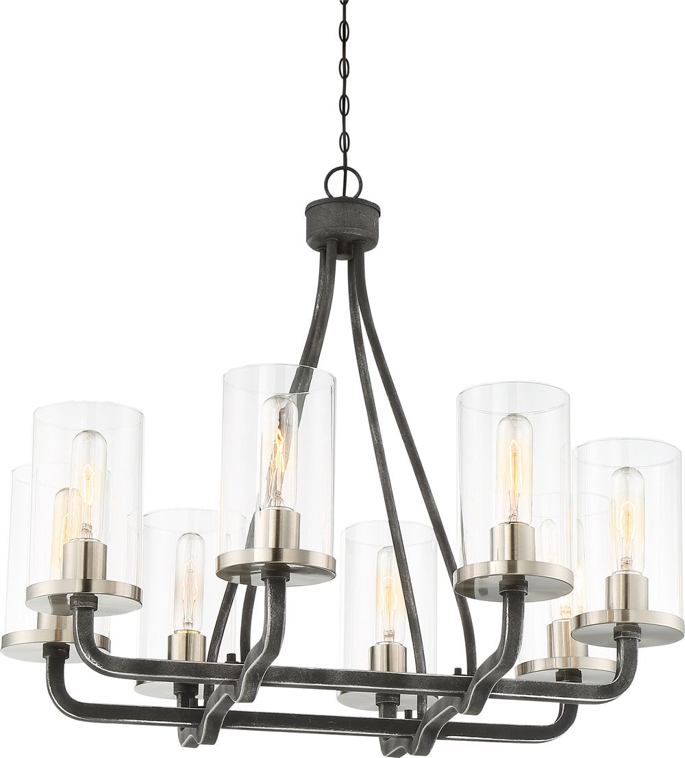 25"W Sherwood 8-Light Chandelier Iron Black / Brushed Nickel Accents