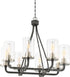 25"W Sherwood 8-Light Chandelier Iron Black / Brushed Nickel Accents