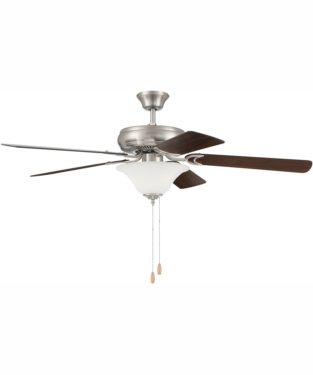 52" Decorator's Choice 2-Light Ceiling Fan Brushed Polished Nickel