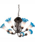 24" Wide Pink/Blue Tiffany Pond Lily 7 Light Chandelier