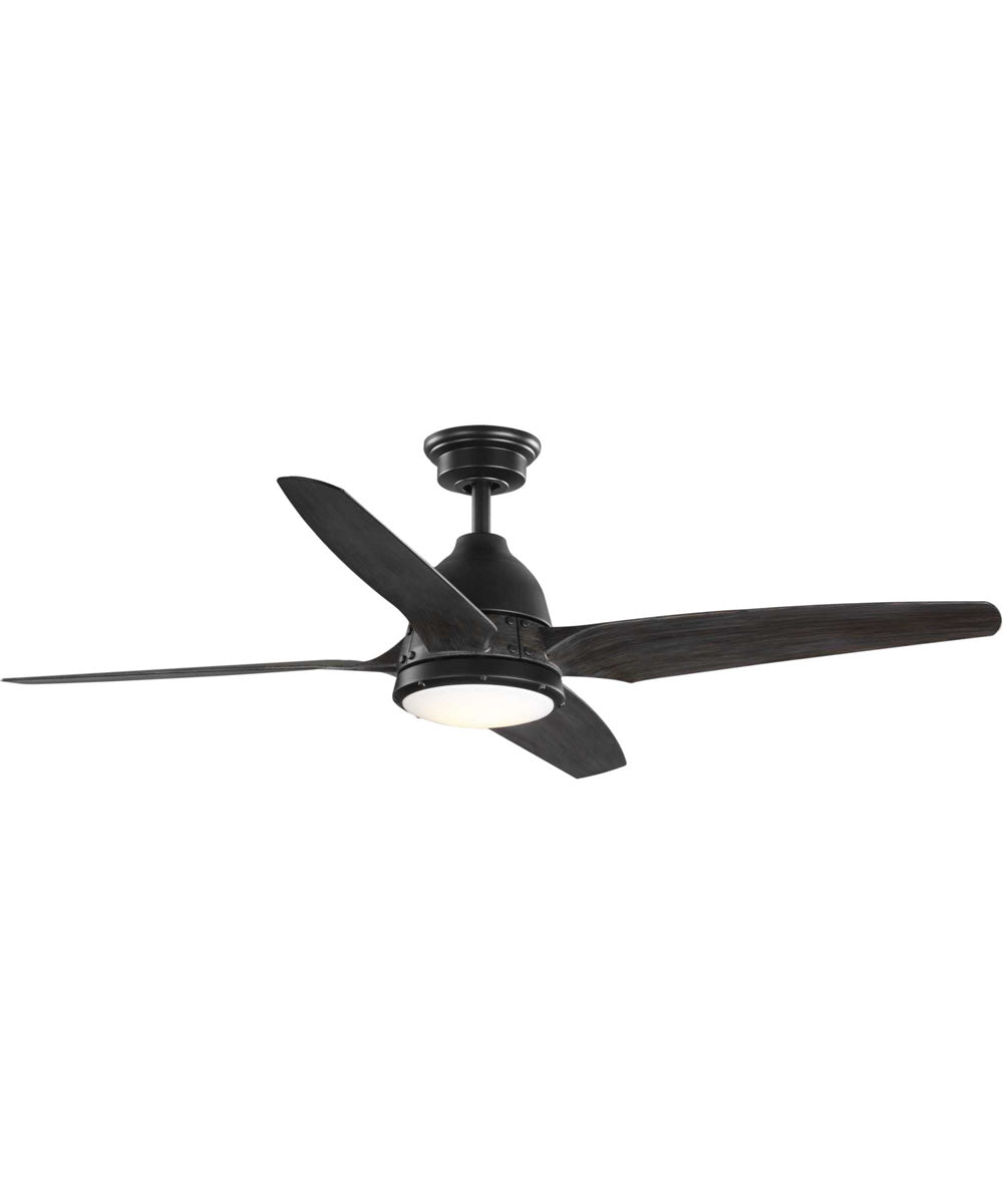 Alleron 4-Blade Antique Black 56-Inch DC Motor LED Urban Industrial Ceiling Fan Flat Black