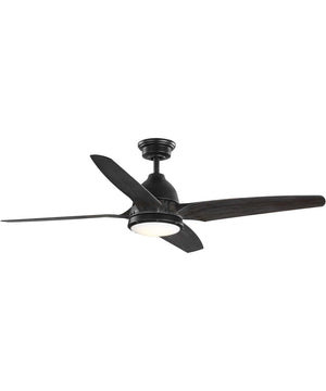 Alleron 4-Blade Antique Black 56-Inch DC Motor LED Urban Industrial Ceiling Fan Flat Black