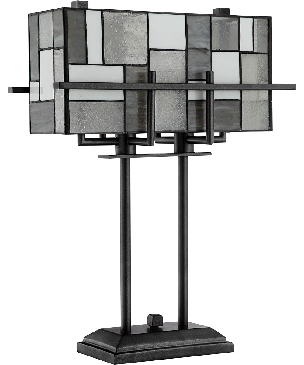 Collins 2-Light Table Lamp Aged Gunmetal/Tiffany Shade