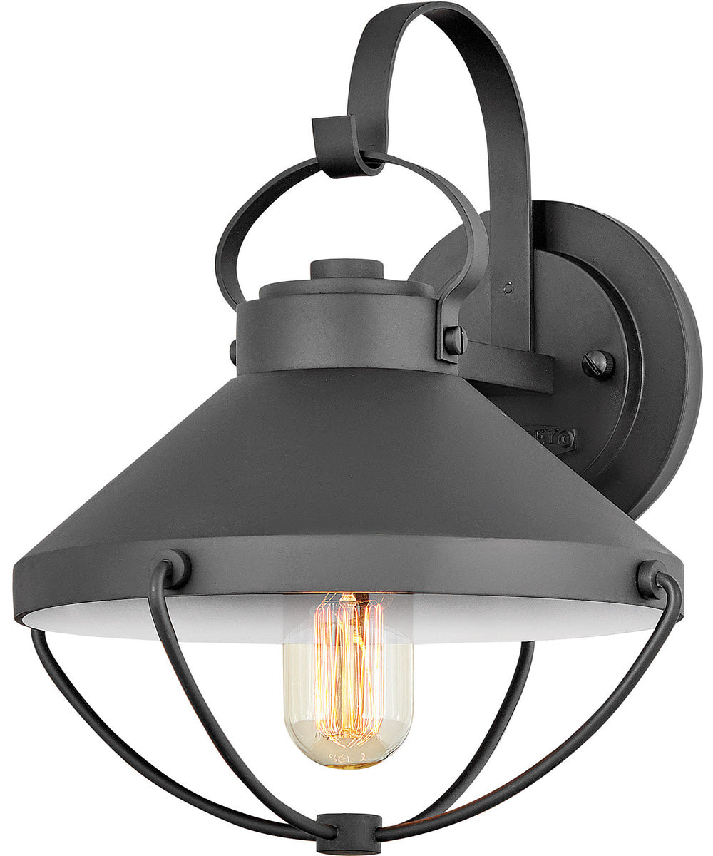 Crew 1-Light Small Outdoor Wall Mount Lantern in Black