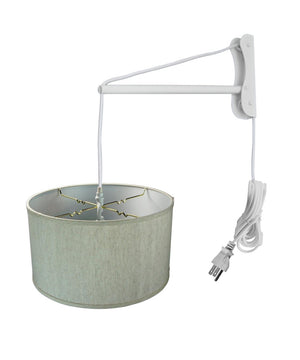 18"W MAST Plug-In Wall Mount Pendant 1 Light White Cord/Arm Textured Oatmeal Shade
