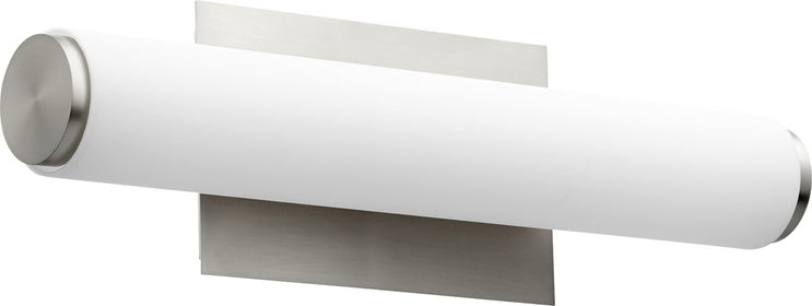 18"W 1-light LED Bath Vanity Light Satin Nickel w/ Matte White Acrylic