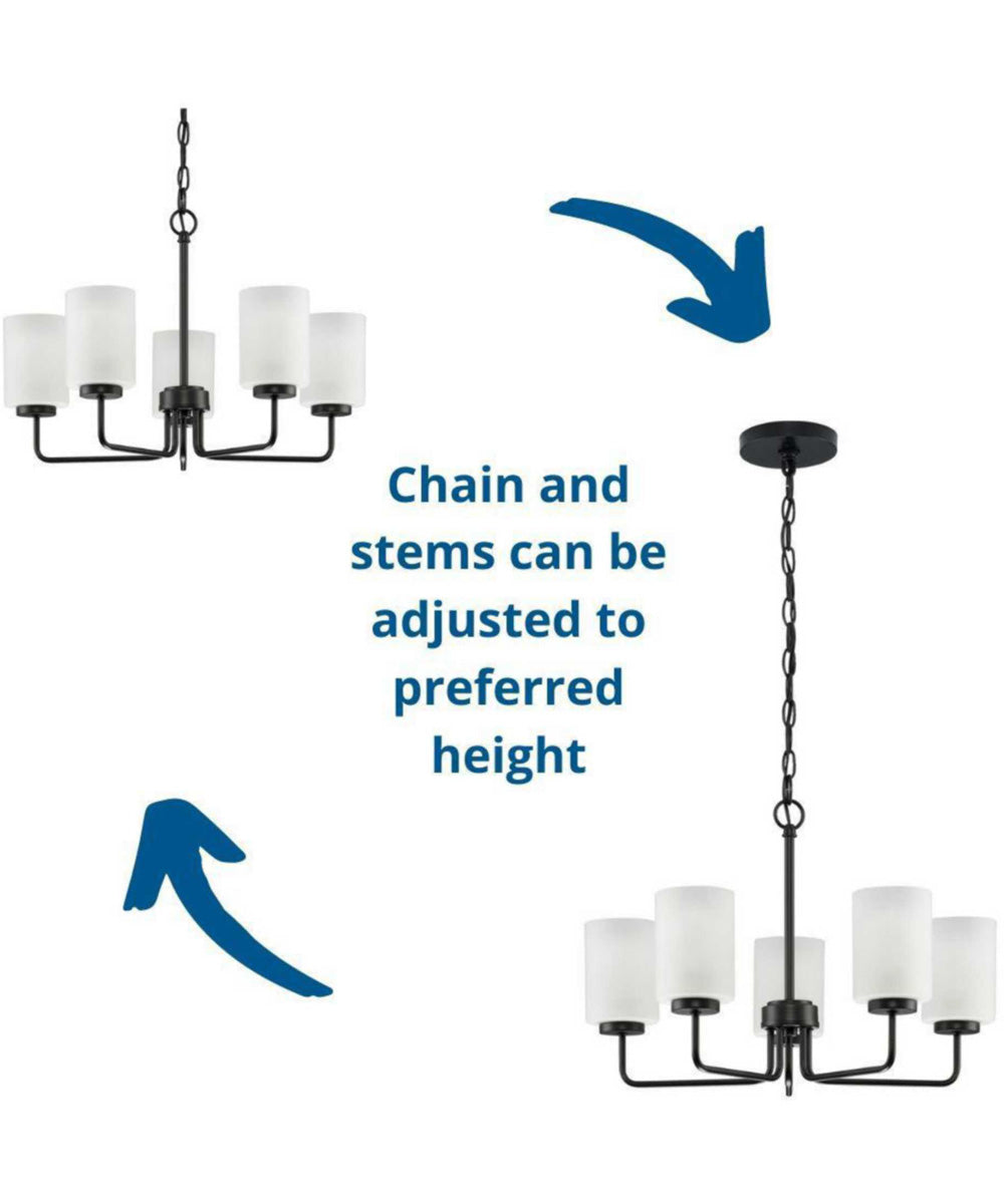 Merry 5-Light Etched Glass Transitional Style Chandelier Light Matte Black