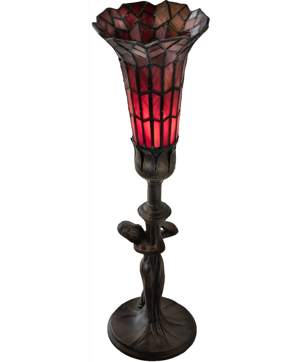 15" High Stained Glass Pond Lily Nouveau Lady Accent Lamp
