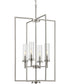Kellwyn 4-Light Clear Glass Transitional Style Foyer Pendant Light Brushed Nickel