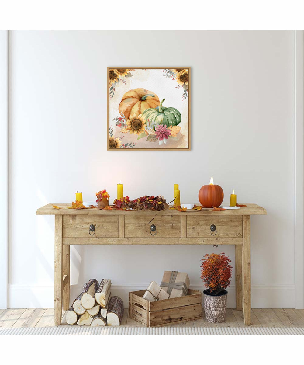 Framed Harvest Pumpkins by Art Nd Canvas Wall Art Print (22  W x 22  H), Sylvie Maple Frame