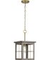 Hedgerow 1-Light Aged Oak Farmhouse Style Hanging Mini-Pendant Light Distressed Brass