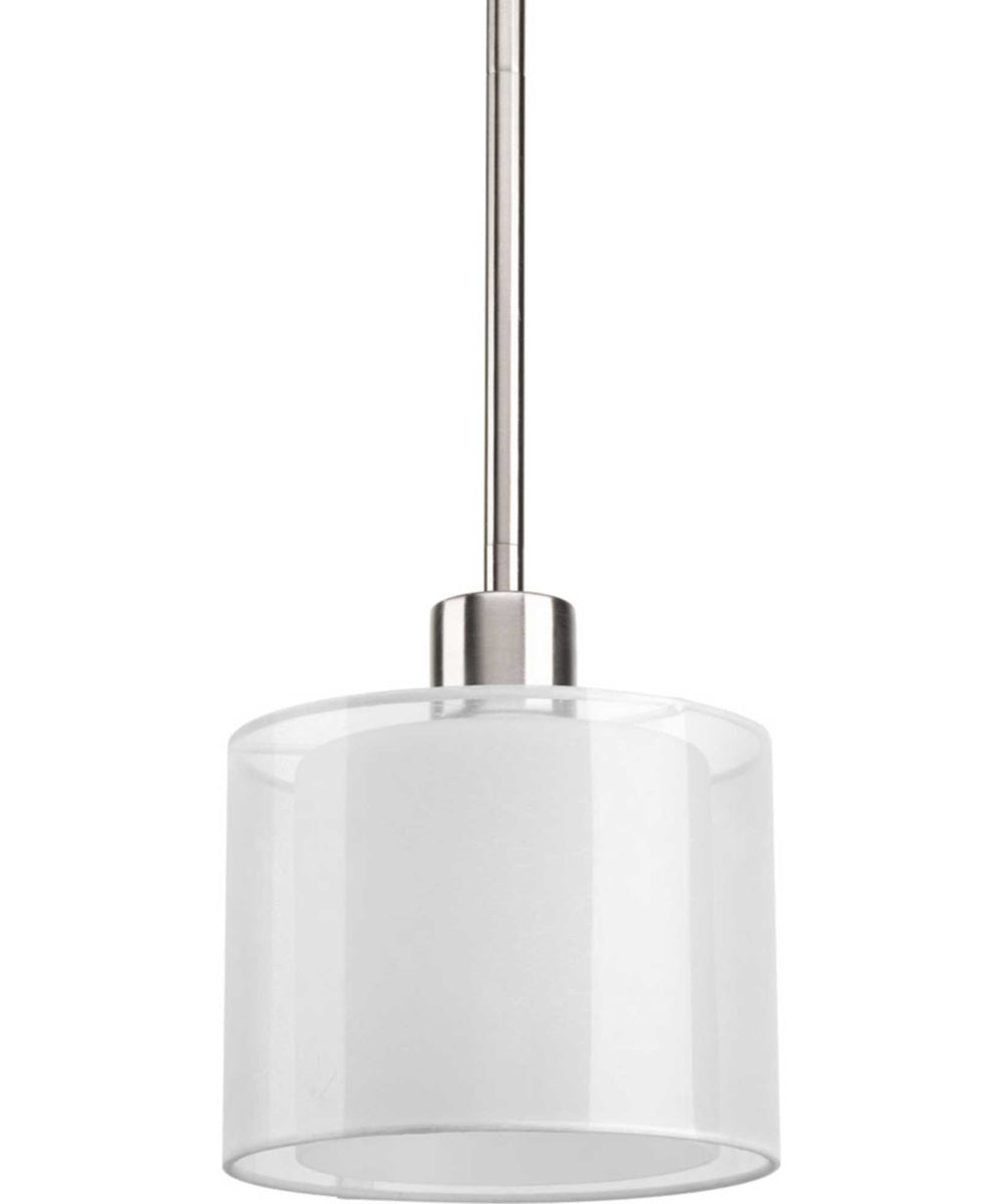 Invite 1-Light White Mylar Shade New Traditional Mini-Pendant Light Brushed Nickel