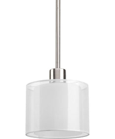 Invite 1-Light White Mylar Shade New Traditional Mini-Pendant Light Brushed Nickel