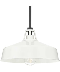 Cedar Springs  1-Light Textured Black Metal Shade Farmhouse Outdoor Hanging Light White
