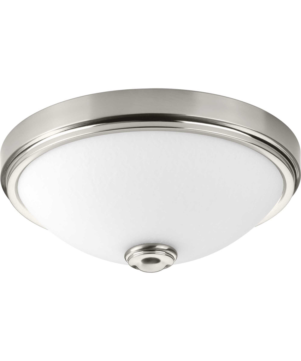 1-Light 15" LED Linen Glass Flush Mount Brushed Nickel