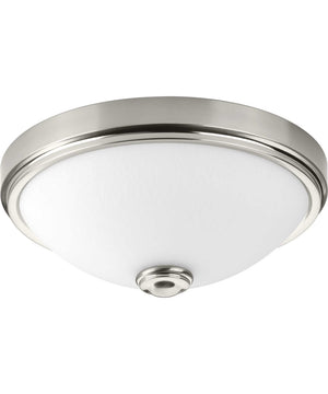 1-Light 15" LED Linen Glass Flush Mount Brushed Nickel