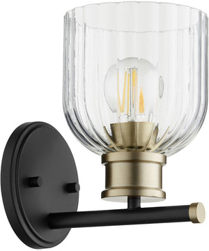 Monarch 1-light Wall Mount Light Fixture Noir w/ Aged Brass