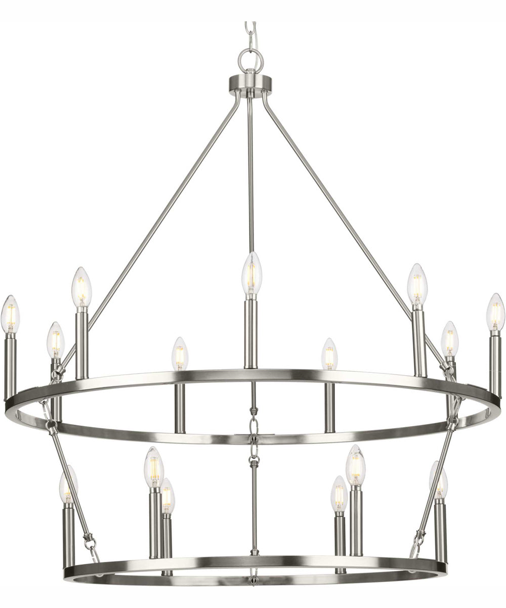 Gilliam Fifteen-Light New Traditional Chandelier Brushed Nickel