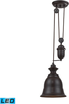 8"W Farmhouse 1-Light Adjustable LED Pendant Oiled Bronze