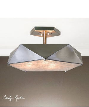 Tesoro 3 Light Antique Nickel Semi Flush