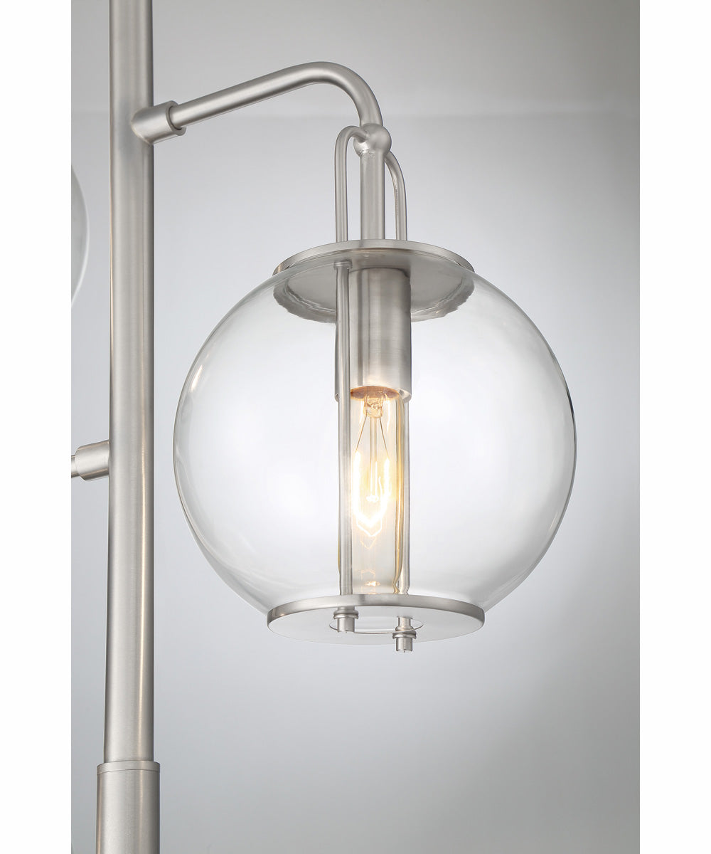 Kaira 2-Light 2-Light Floor Lamp Brushed Nickel/Clear Glass Shade
